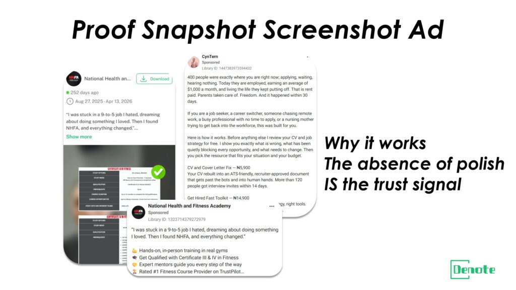 Ad #9 The "Proof Snapshot" Screenshot Ad