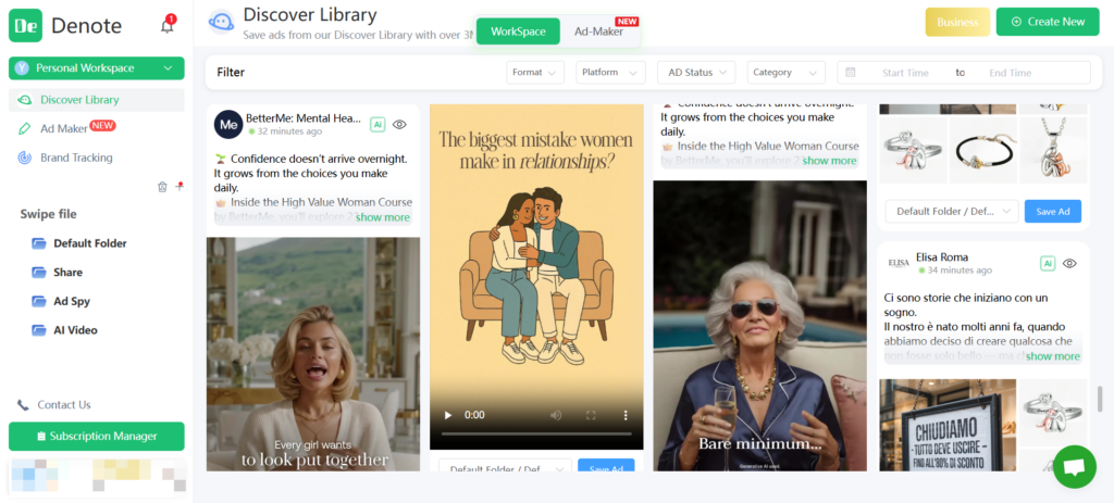 Denote Ad Library and Data Scale