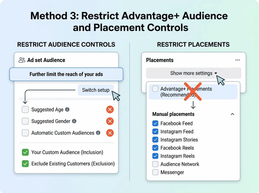 Restrict Advantage+ Audience and Placement Controls