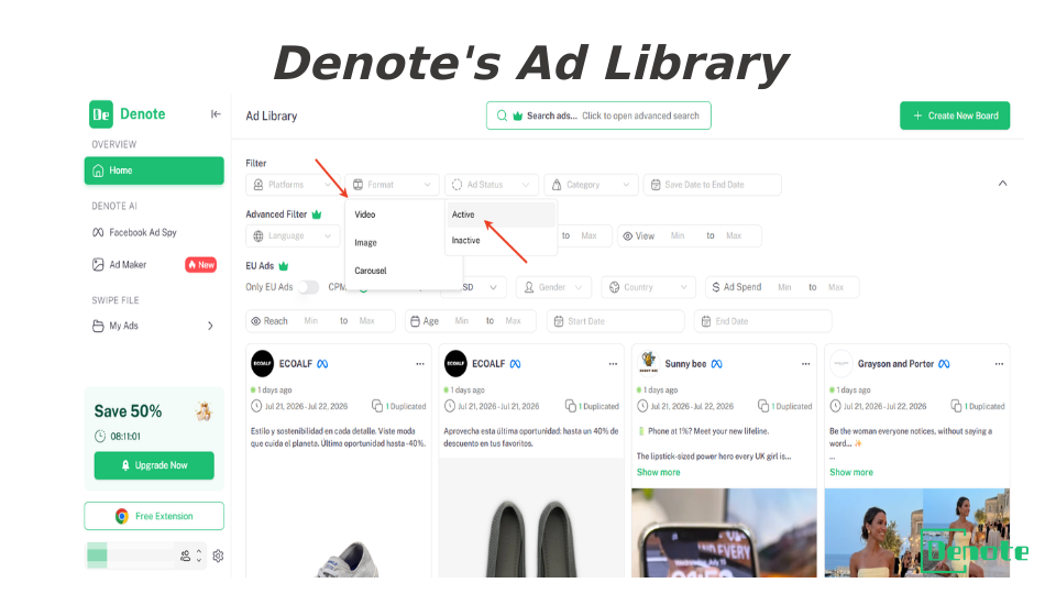 denote's ad libray