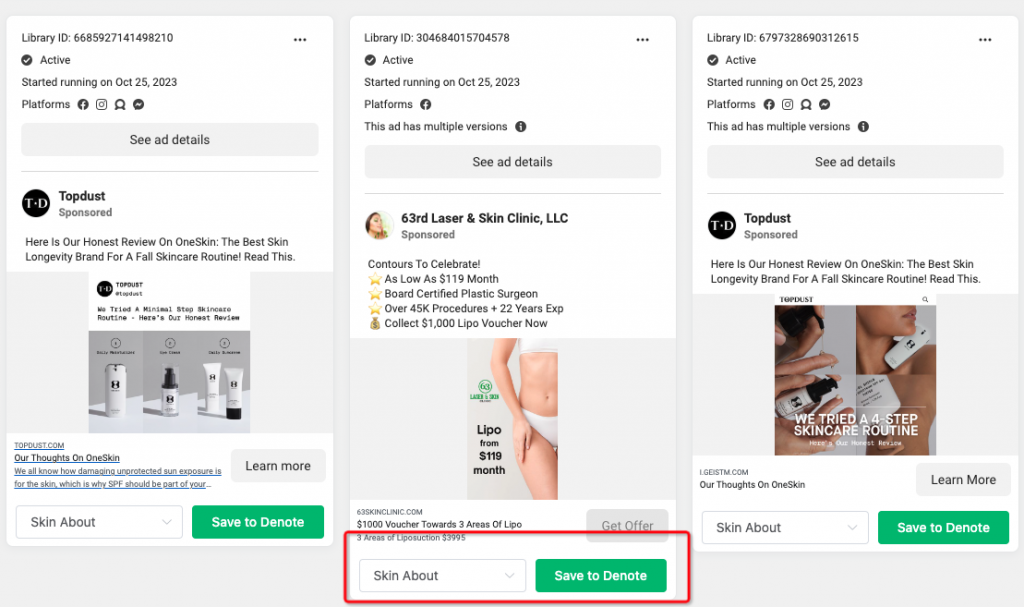 Using Denote Chrome Extension to Save Ads