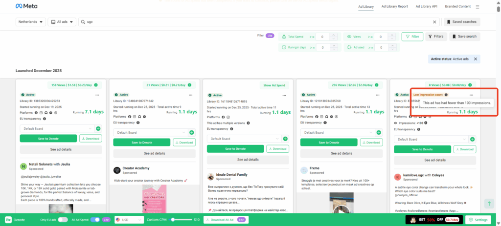 low impression count