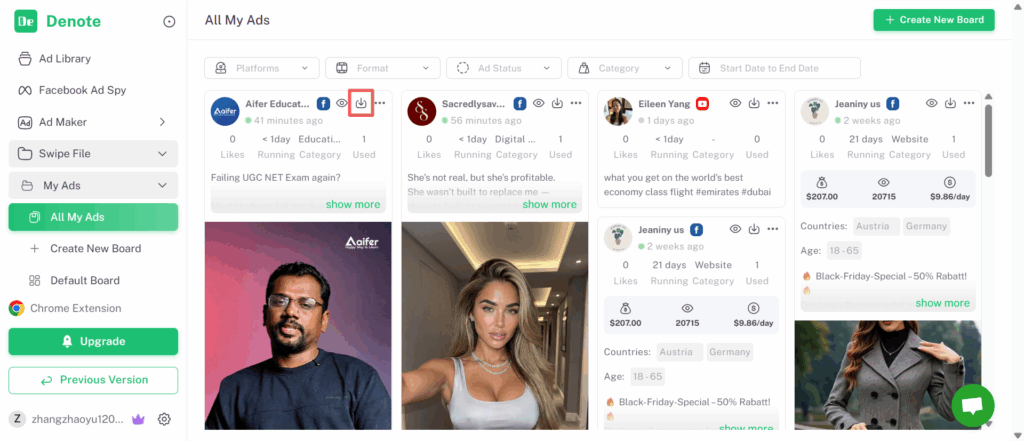 Way 1: Save Ads to All My Ads for Easy Download and Reuse