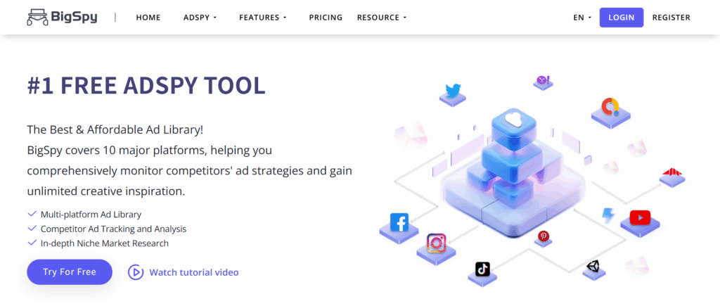  BigSpy: Large-Scale Free Ad Spy & Ad Discovery Database