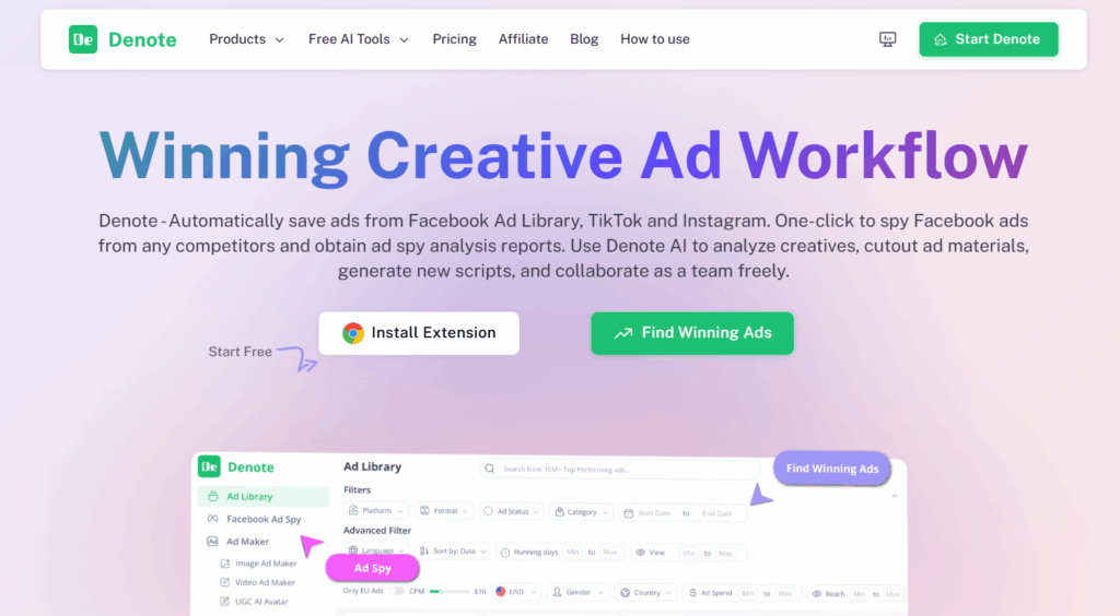 Denote Creative Testing: Hooks, Messaging, and Formats