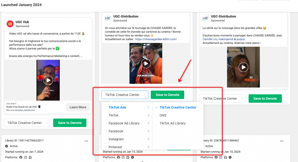 Denote Overview for Saving Facebook Ads