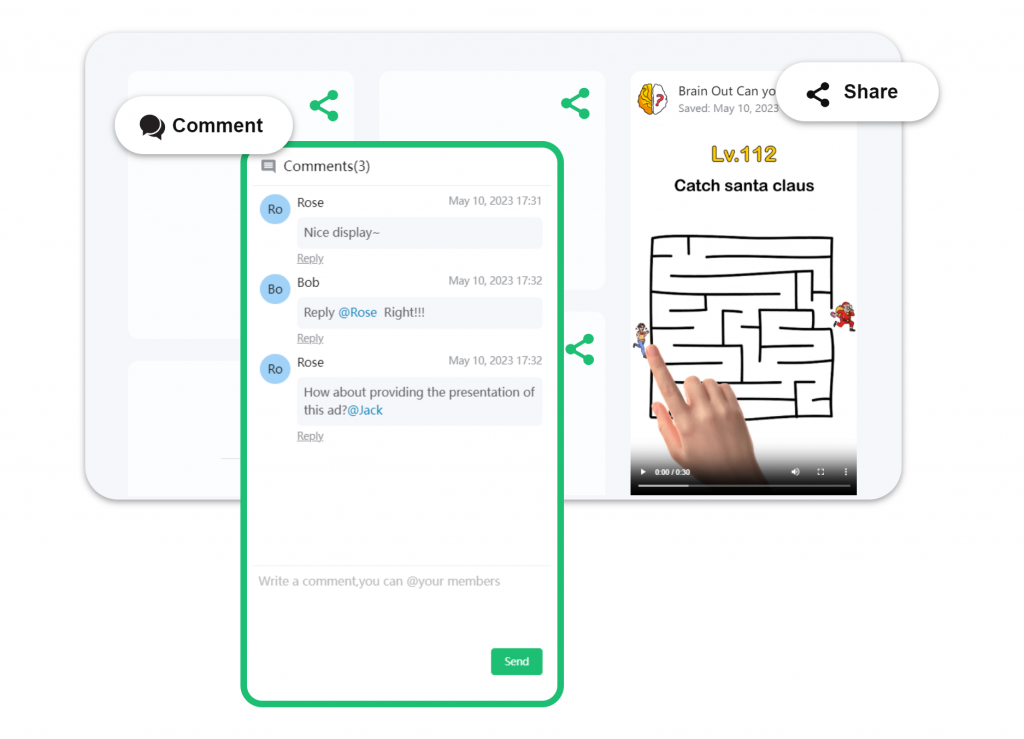 Share Creatives & Discuss with Your Team - Denote