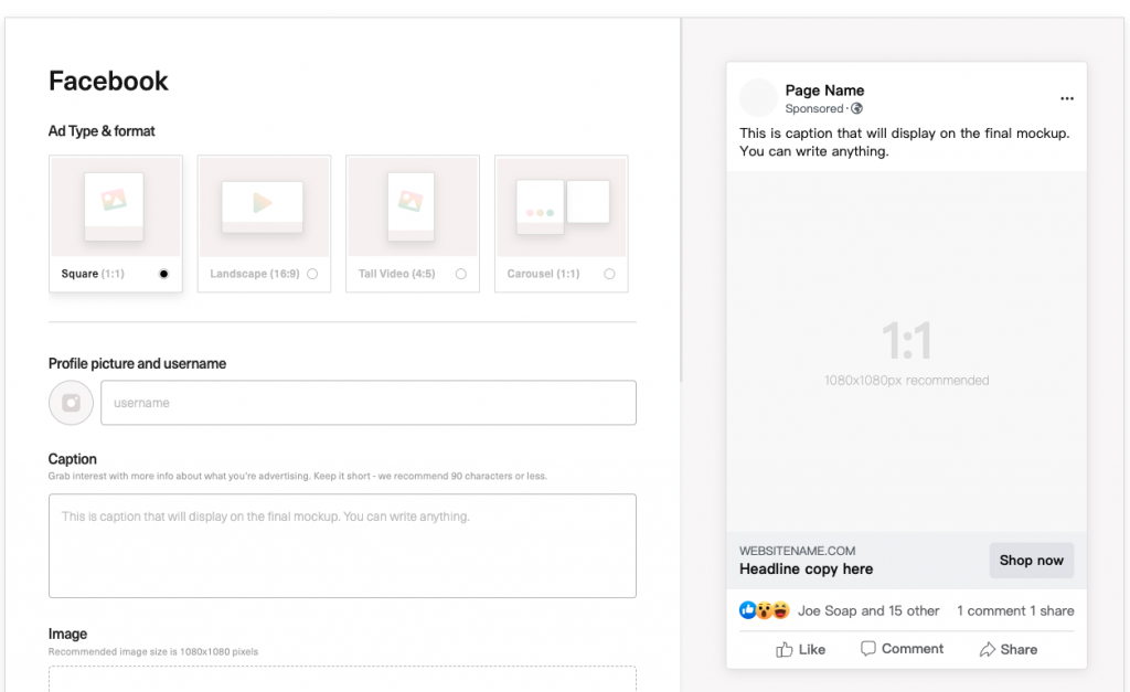 Denote Mockup - Use Denote Generate Facebook Ad Mockup