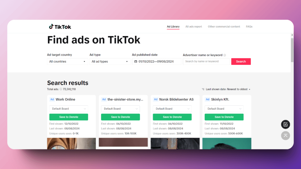 TikTok广告资料库